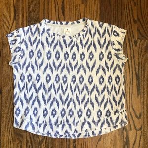 Blue and white pattered shirt